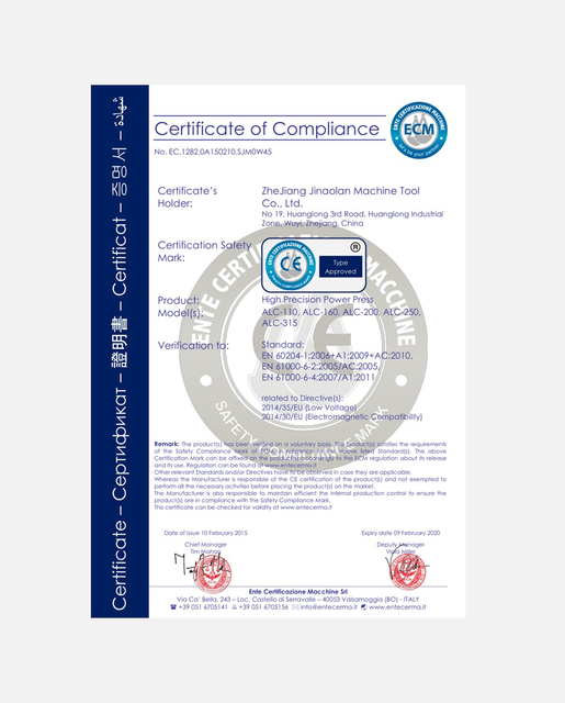 Certificate of carbon steel stamping automation